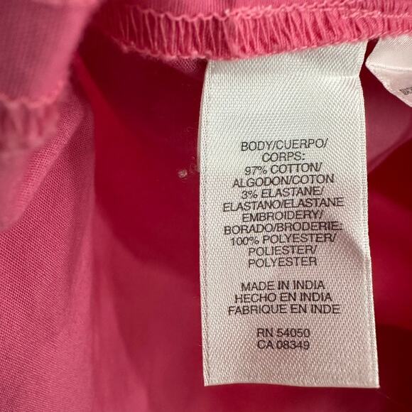 Jones New York Large Pink Tunic Top‎ Embroidered Floral V-Neck 3/4 Sleeves - Picture 6 of 10